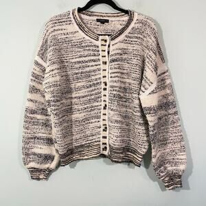 J Crew Women's Grey Space Dyed Textured Button Up Cardigan Size L #BJ651